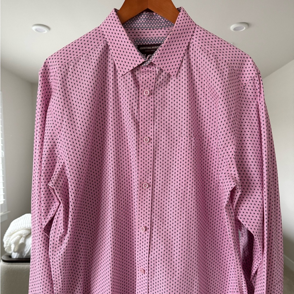 Johnston & Murphy Pink Dot-Pattern Men's Dress Shirt